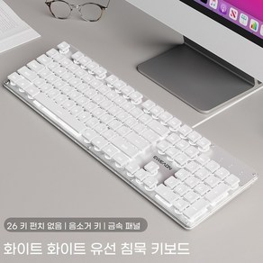 EWEADN 710 무소음키보드 LED 기계식 유선 일반형 108키 키보드, 기계적 감촉, 백색 백색