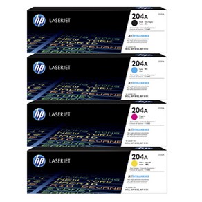 HP colo lasejet PRO M154a 정품토너 4색1세트 CF510A/CF511A/CF512A/CF513A 검정 1 100매/칼라 900매 NO.204A, 1개, 검정+컬러