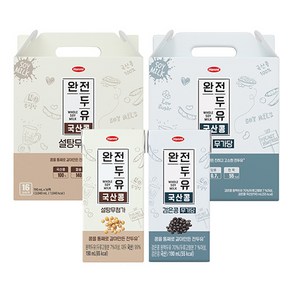 한미 완전두유 국산콩 설탕무첨가 16팩+검은콩무가당 16팩 190ml 총 32팩, 32개