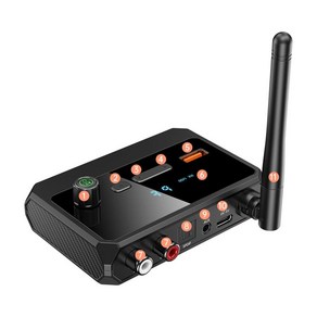 오디오 송신기 수신기 어댑터 Bluetooth V5.3 지원 U 디스크 재생 유선 헤드폰 용 3.5mm AUX RCA SPDIF 잭 홈 스테레오, 9cmx7.7cmx3cm, 플라스틱, 검은색