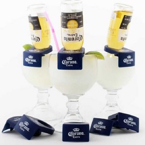 호환 Schoone Goblet Glasses 용 6pcs Coona-Rita 맥주 병 음료 클립 홀더 세트 (3 노란색 + 3 파란색)