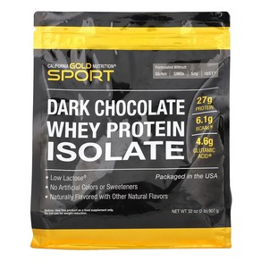 California Gold Nutrition 캘리포니아 골드 뉴트리션 Sport Dark Chocolate Whey Protein Isolate 2 lb 907 g