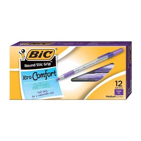 BIC® Round Stic Gip™ 엑스트라 컴포트 패션 볼펜 퍼플 12팩, BIC ® Round Stic Gip™ 엑스트라 컴