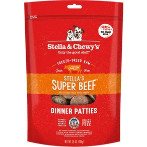 스텔라 츄이스 스텔라스 슈퍼 비프 디너 패티 동결 건조 강아지밥, 14-oz bag, 1개