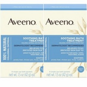 Aveeno 오트밀 순한 보습 입욕제 Soothing Bath Teatment 100% Oatmeal 8개입 2팩, 2개, 42g