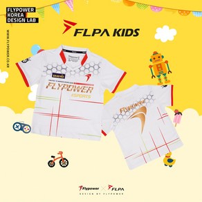 플라이파워 플파 아동 키즈 티셔츠 배드민턴 상의 반팔티 라줏 화이트 KIDS-RAJUT-WH 배드민턴복