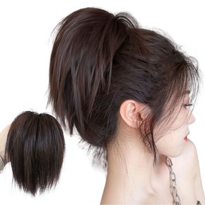 도매창고 여성 정수리 볼륨 인모 부분가발 핀 내추럴 붙임머리 25cm, 흑갈색, 1개