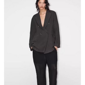 ZARA 가을신상 여자 블레이져 캐중덜 오버핏 린네 자켓 2Y0824