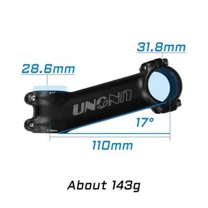 UNO 초경량 MTB 산악 도로 자전거 스템 칼로이 7 17 31.8mm 60mm 70mm 80mm 90mm 100mm 110mm 120mm 130mm, 17 degee 110mm, 1개