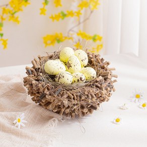 [데코봉봉] 둥지 알 세트 (중 20cm) 가짜 달걀 계란 에그 장식 부활절 꾸미기