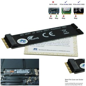 Sintech 신테크 NGFF M.2 nVME SSD 어댑터 카드/업그레이드 맥프로/Upgade 2013-2015 Yea Macs, 1개