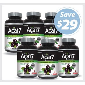 Bazil Acai 7 200 Vcaps 6 PACK 브라질 아사이베리 100배 농축 200정 뉴트리돔 아사이베리 100배 농축 6병 스페셜 캐나다에서 직배송, 6개