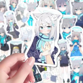 블루아카이브 스나오오카미 시로코 동인 휴대폰 노트북 텀블러 다이어리 꾸미기 스티커 60장, 1세트, 60장 1세트