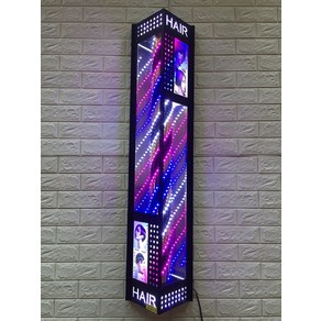 레트로 복고풍 싸인볼 바버샵 미용실 led 이발소 조명, A.블랙 led120x28cm