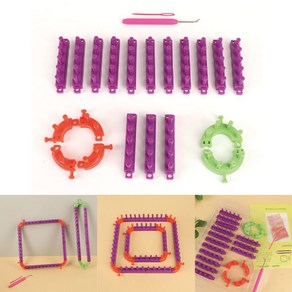 몽데뷰 조립형 니팅룸 뜨개도구 원형 사각 목도리 모자 만들기 뜨개질 도구 세트, DIY 조립형 부자재포함, 22개