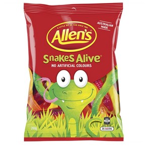 알렌스 스네이킁 스네이크 어라이브 200g 4팩 Allen's Snakes Alive Jelly Lolly Bag 200g, 4개