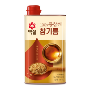 CJ 백설 100% 통참깨 참기름, 450ml, 1개