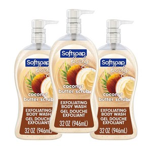 Softsoap 소프트솝 바디 바디워시 펌프 코코넛 버터 스크럽 946.4ML x 3개