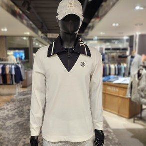 5F [신사] 파사디 골프 남성 24SS 배색 포인트 반집업 화이트 Q24STP002M