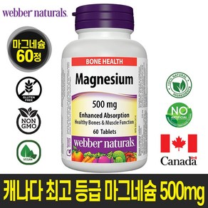 캐나다 등급 마그네슘 500mg 60정 캐나다 생산 직발송, 1개