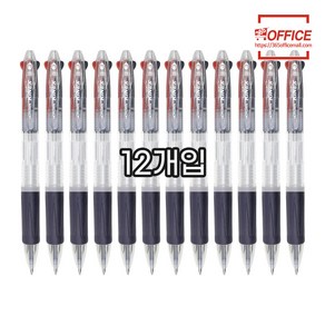 크라운볼펜 키넥스 3색 볼펜 0.7mm, 12개, 투명