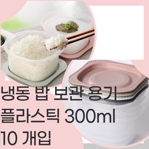 쿡플러스 냉동밥 보관용기 300ml 플라스틱 전자레인지용 10개, 300ml 용기 (랜덤 색상)