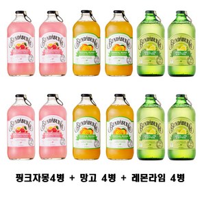 분다버그 레몬라임4 자몽4 망고4, 12개, 375ml