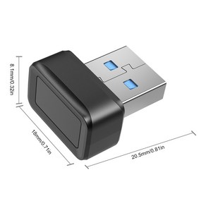 USB 지문 키 리더 인식 Windows Hello FIDO U2F 생체 PC용, 1) Black, 없음