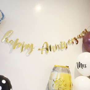 happy annivesay 캘리레터링 결혼 기념일 가랜드 파티용품