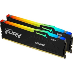 킹스턴 테크놀로지 퓨리 비스트 RGB 32GB 2x16GB 5200MTs DDR5 CL36 데스크톱 메모리 키트 2개 적외선 싱크 기술 AMD 엑스포 플러그 앤 플레이 KF55, Black, 5600MT/s_16GB (2x8GB)