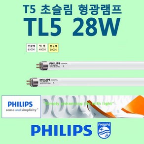 PHILIPS TL5 Essential 28W Supe80 T5 초슬림 삼파장 형광 간접 조명등 [5개 묶음판매], 주광색, 5개