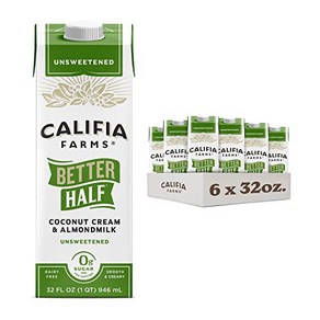 Califia Fams - Unsweetened Bette Half Half and Califia Fams - 무가당 베터 하프 하프 앤 하프 대체품 32온스(6개 팩, 6개, 946ml