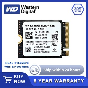 웨스턴 디지털 WD SN740 2TB 1TB 512GB M 2 SSD 2230 NVMe PCIe 세대 4x4 SSD 마이크로 소프트 표면 PoX 표면 노트북 3 스팀 데크, 한개옵션1, 03 1 테라바이트, 03 1 테라바이트