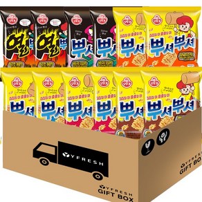 [YFRESH]뿌셔뿌셔6종(바베큐맛2 떡볶이맛2 양념치킨맛2 불고기맛2 버터구이 오징어맛2 화끈한매운맛2) + YFRESH박스, 90g, 1개