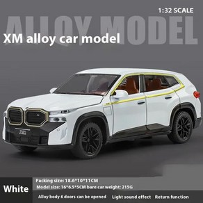 132 BMW 호환 XM 오프로드 SUV 차량 합금 다이캐스트 자동차 모델 사운드와 라이트 부티크 컬렉션 장식 선물 친구, [02] white, 1개