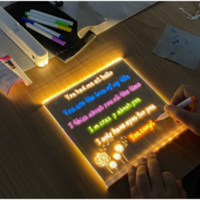 나만의 LED 무드등 만들기 DIY 빅사이즈 아크릴판 카페 보드판 그림 (LED아크릴판 + 7가지펜 풀세트) 선물, 차르미 LED 아크릴판 무드등 대 (30cm*20cm)