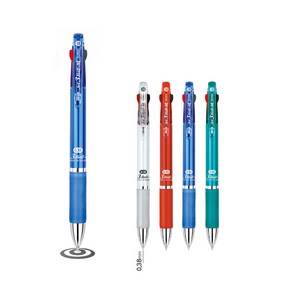 자바펜 3색볼펜 저중심 제트3볼M 메탈0.38mm, 블루
