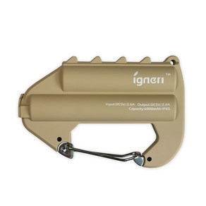 ignei 캠핑 보조배터리 휴대용 야외 캠핑 등산 D자 카라비너 6000mAh USB, 6000mAh 카키