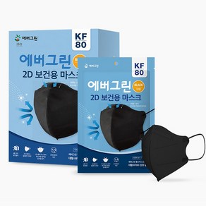 에버그린 2D 새부리형 KF80 대형 블랙 마스크 25매