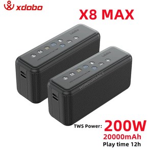 방수스피커 XDOBO X8 맥스 100W 초고출력 야외 휴대용 데스크탑 블루투스 모바일 충전 TWS 컴퓨터 서브우퍼, 없음, 1.X8 MAX 100W Black