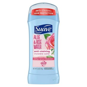 수아브 인비저블 솔리드 데오드란트 알로에 & 로즈 워터 Suave Invisible Solid Antipespiant Deodoant Aloe & Rose Wate Unis, 1개, 74g