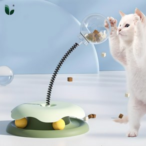 [LxU] 고양이 펀칭 스윙 장난감 간식기, 1개, 그린