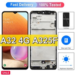 삼성 갤럭시 A32 A325F A325N 용 슈퍼 Amoled LCD 디스플레이 터치 스크린 지문 인식 4G 교체, 1개, 2.TFT With Fame