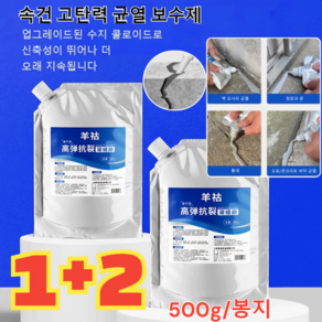 1+2 [10초 속건] 지붕 바닥 균열 복원 보수제 그라우팅 접착제 방수제 고탄력 균열 보수제, 500g*1개, 1개