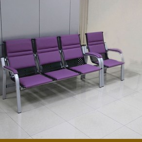 대기용 업소용 은행대기실의자 벤치의자 휴게실, 보라색 가죽 팔걸이 1+3