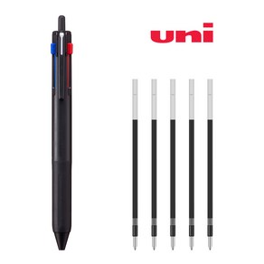 유니 uni 제트스트림 3색 507 유성 0.5mm (SXE3-507-05) 볼펜 1개 + 일반 리필심 블랙 5개, 블랙(SXE3-507-05)