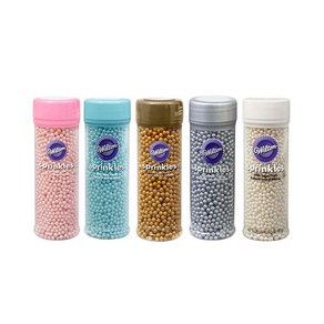 윌튼 스프링클 식용구슬 아라잔 141g 5종택1 / Wilton WHITE SUGAR PEARL SPRINKLES 5 OZ, 1개