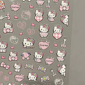 픽한가득 5D 분홍 드레스를 입은 Hello Kitty 네일 스티커 1EA, 1개, 핑크