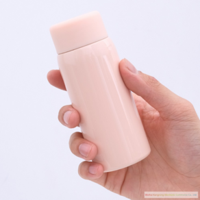 [KangRong]포켓 물컵 100ml 미니 보온병 컵 가방안에 쏙 휴대용 슬림 보온 보냉 텀블러, 핑크 꽃다발, 150ml