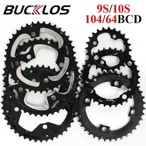 BUCKLOS MTB 자전거 체인링 자전거 체인휠 사이클링 부품 24T 32T 42T 26T 38T 10S 22T 32T 44T 9S 104BCD 64BCD, 1)10S(24-32-42T)-42ST, 1개